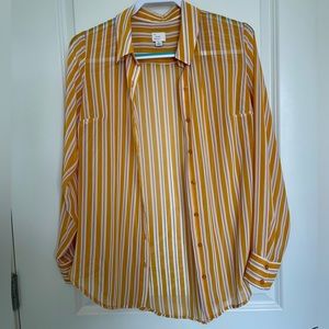 A new day yellow striped button up